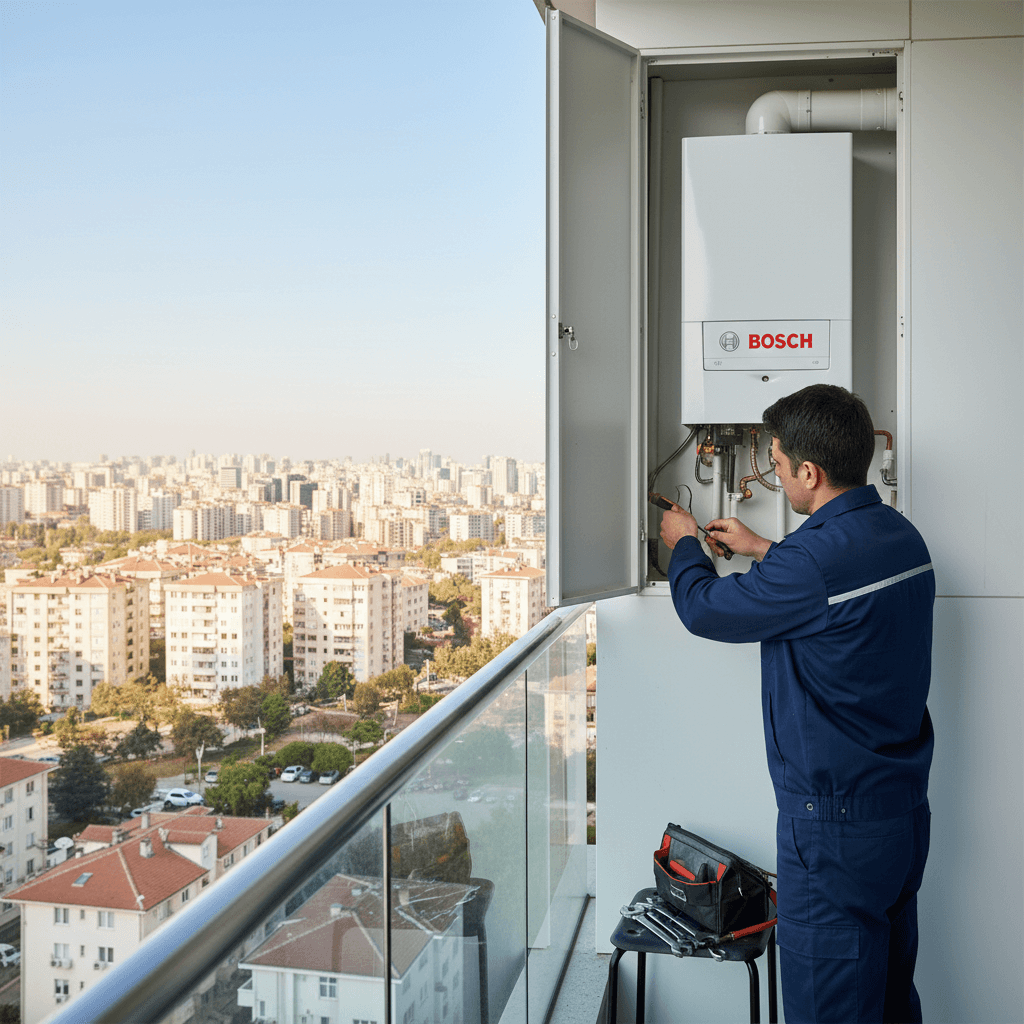 Samsun Atakum Bosch kombi özel servisi - balkonda Bosch kombi onarım