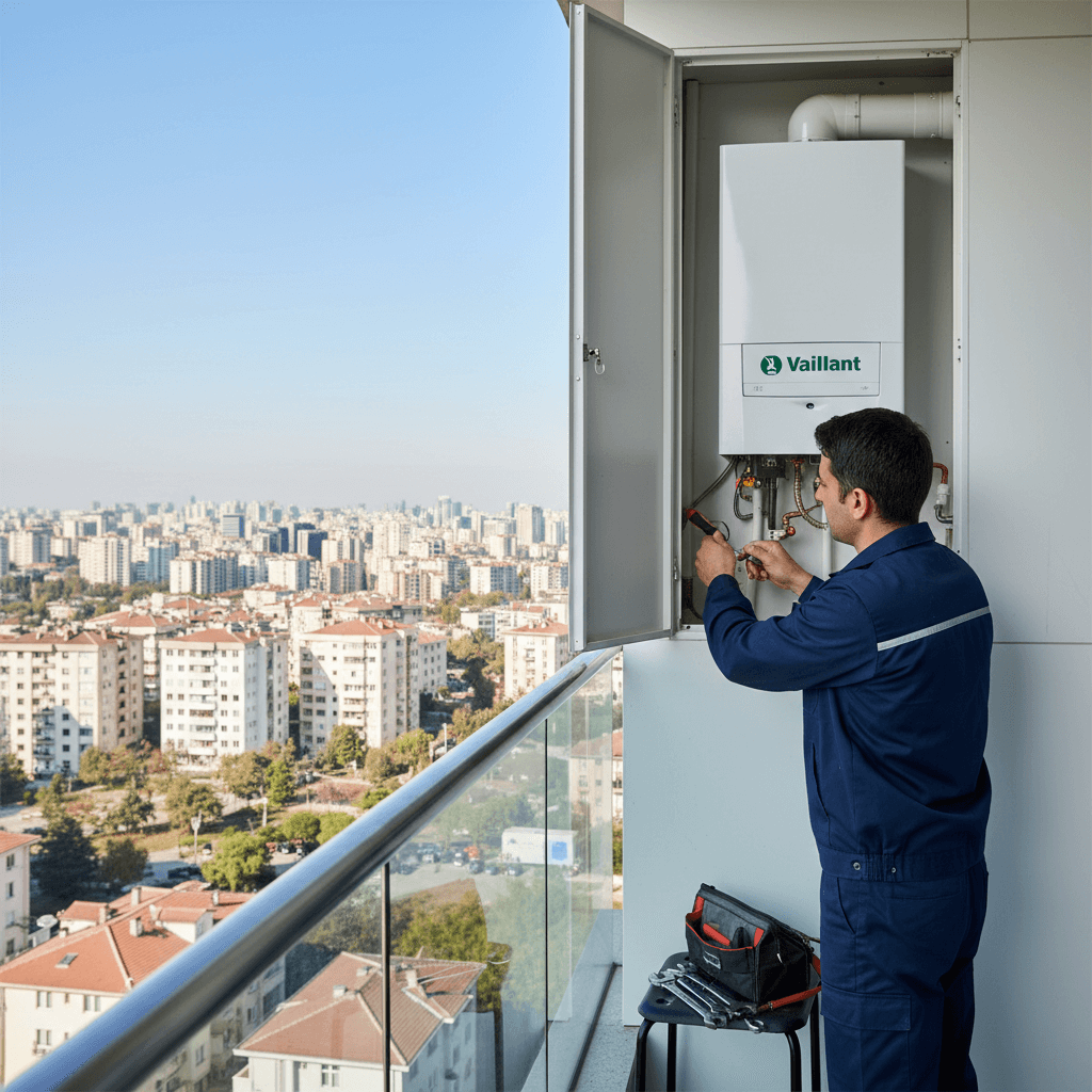 Samsun Atakum Vaillant kombi özel servisi - balkonda Vaillant kombi bakım